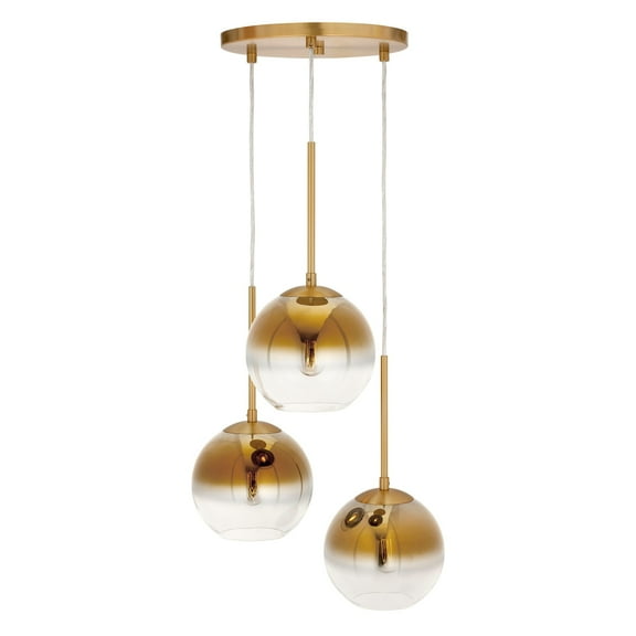 Callisto  3-Light Pendant with Soft Gold Ombre Globe Glass Shade - Soft Gold
