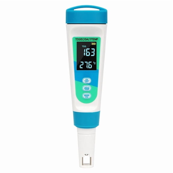4-in-1 Digital Salinity Meter TDS/EC/SALT/TEMP Detector Water Conductivity Tester Pool Water Salinometer,1 * Digital Salinity Meter,Light Blue