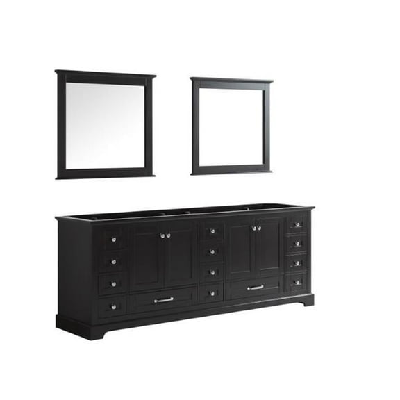84 in. Dukes Double Vanity with No Top & 34 in. Mirrors - Espresso