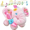 Music Bed Time Elephant Stuffed Animal Toys Kids Toddler Plush Baby Infant Strollers Crib Bedding Toys (Pink)