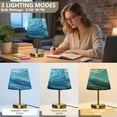 thumbnail image 3 of Tapered Desk Lamp with Antique Brass Base Table Lamps Dimmable LED Bulb Button Switch Night Light Ocean Surface Medium, 3 of 8