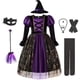 thumbnail image 2 of Vestido de bruja púrpura de manga larga para Halloween para niñas, disfraz de princesa bronceadora con estampado de telaraña, vampiro, fiesta de disfraces para niños Fivean unisex, 2 of 2