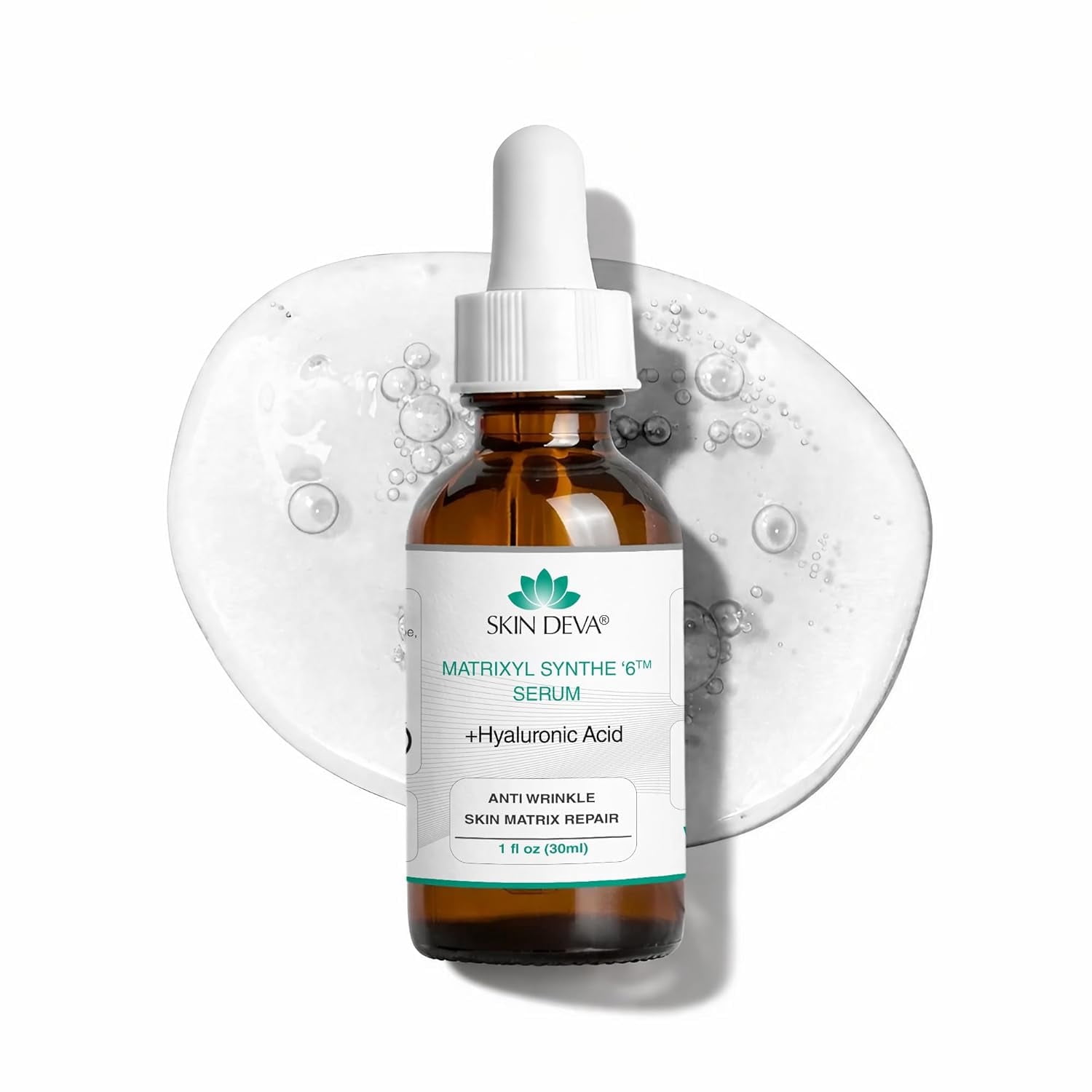 Skin Deva Matrixyl Synthe’6 Multi-Peptide Serum with Collagen for Elasticity, Hydration & Firm-Looking Skin, 1 oz