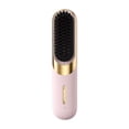 thumbnail image 1 of Cepillo alisador de pelo inalámbrico con cerdas cerámicas calefactables, mini peine de viaje recargable, color rosa., 1 of 5