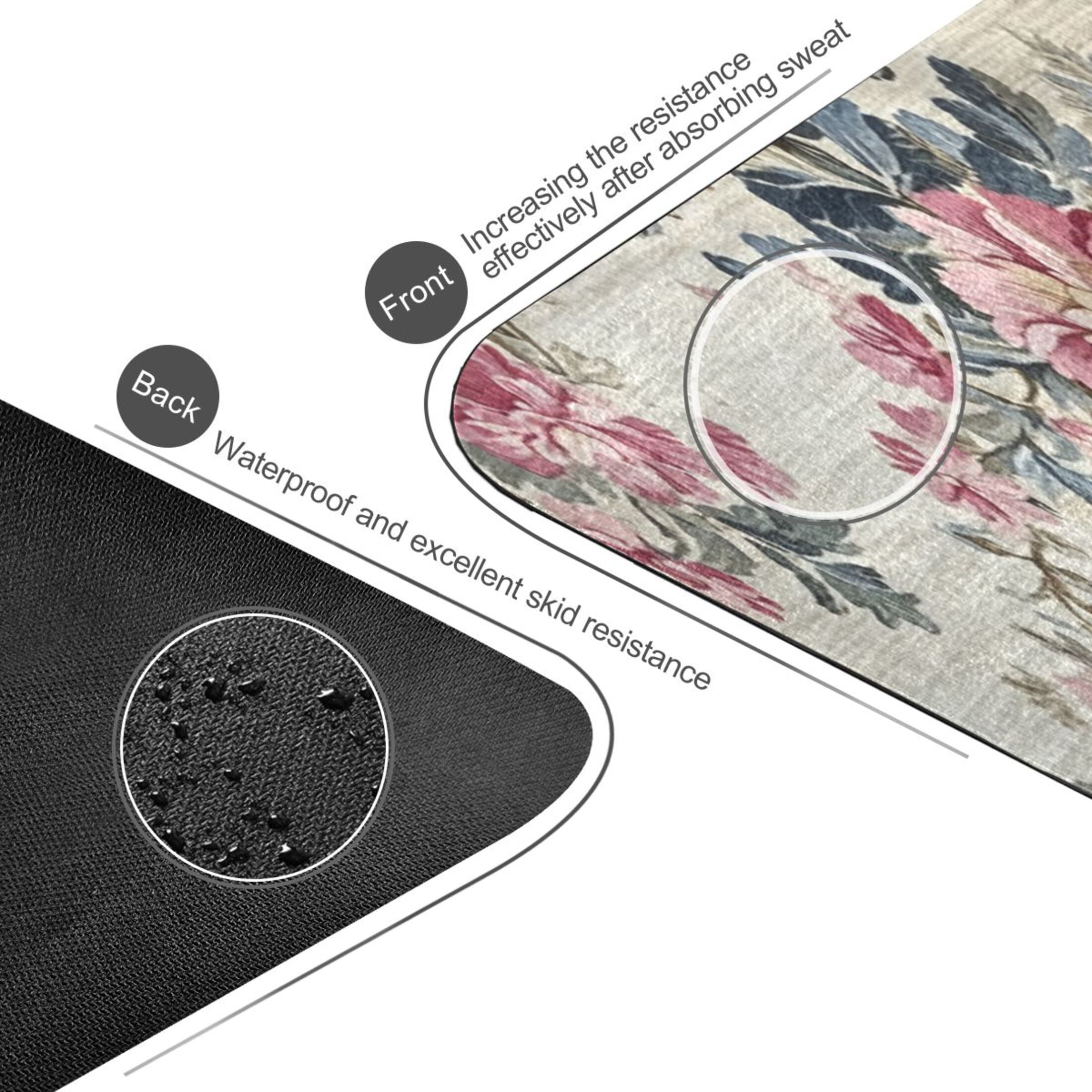 BZSMCE Yoga Mat Women Vintage Floral Textile in Pastels Fitness Mat
