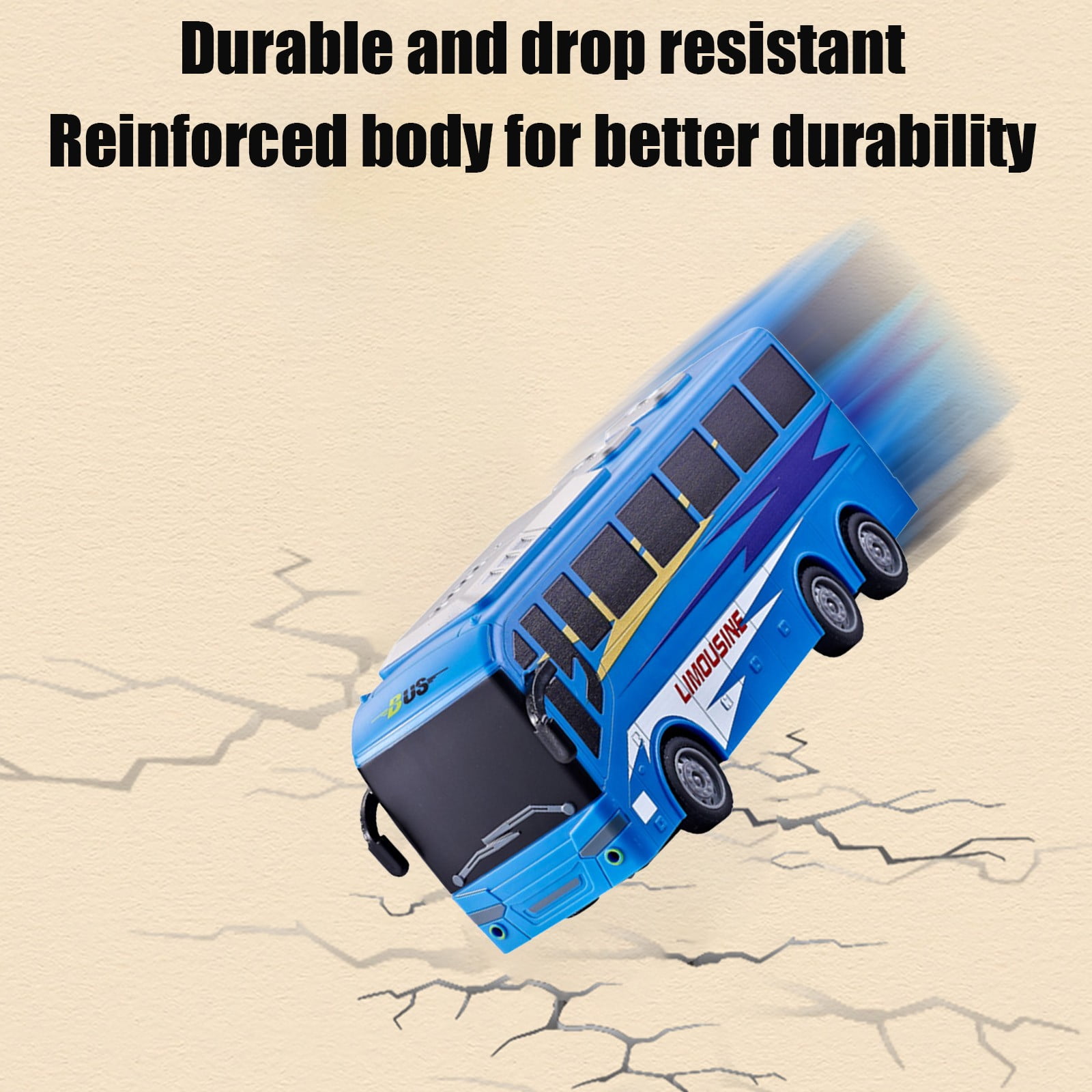 SPOORYYO Remote Control Bus Toy Car, 1:30 Scale Simulation Model with LED Lights, Four Way Driving, User Friendly Remote Controller