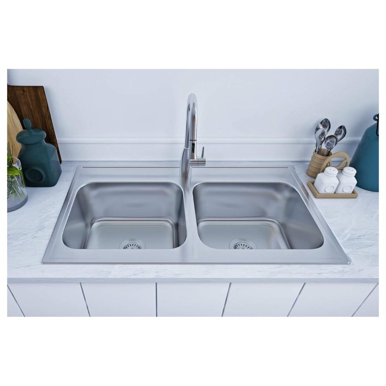 33x19 Kitchen Sink Drop In for Mobile Homes, Stainless Steel Deep 