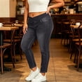 thumbnail image 5 of Plus Size Skinny Jeans for Women Crossover Elastic Stretch Waist Skinny Full Length Denim Pants with Pockets High Waisted Stretchy Denim Pants, 5 of 6