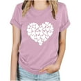 thumbnail image 4 of XMMSWDLA Women Valentines Day Cute Peach Hearts Graphic Shirts Round Neck Short Sleeve Summer T-Shirts Workout Shirts Women, 4 of 5