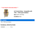 thumbnail image 2 of A/C Control Relay - Compatible with 1996 - 1998 Suzuki Sidekick 1997, 2 of 2