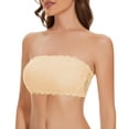 thumbnail image 2 of Sujetador bandeau sin tirantes de encaje para mujer, top tubo acolchado, tirantes transparentes, 2 of 6