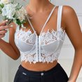 thumbnail image 2 of ZQUUVOU Women's Floral Corset Tops Tie Shoulder Crop Tank Top Brocade Underbust Boned Corsets Bustier Waist Trainer White, 2 of 4