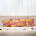 thumbnail image 3 of Ambesonne Floral Throw Pillow Cover 4 Pack, Funky Vibrant Flowers, 20", Yellow Pink Orange, 3 of 6