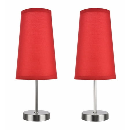 Creative Table Lamps Aspen Creative 40084-2, 2-Pack Set - One-Light Candlestick Table Lamp, Contemporary Design in Satin Nickel, 14 1/4