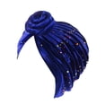 thumbnail image 4 of Nudo de turbante Pre-atado Qarigey Estilo étnico Diadema de moda Azul real, 4 of 6