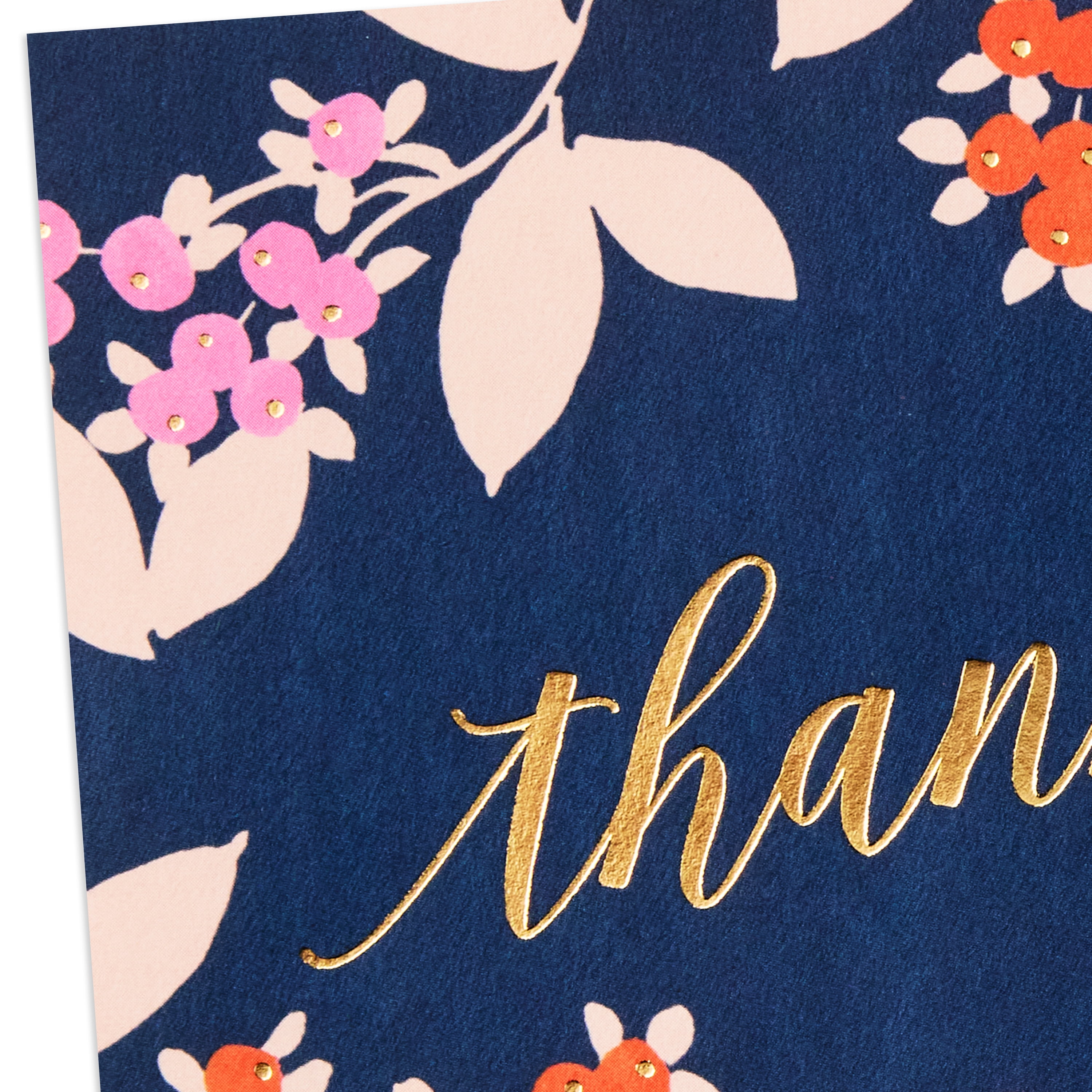 Hallmark Blank Thank You Notes (Flowers on Navy), 10 Count