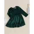 thumbnail image 3 of Wassery Toddler Girls Christmas Princess Dress Clothes 9M 12M 18M 24M 2T 3T 4T Kids Girls Long Sleeve Velvet A-line Dress Fall Christmas Themed Clothing for Baby Girls, 3 of 9