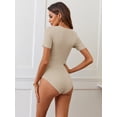 thumbnail image 4 of Merokeety Casual Solid Bodysuit Almond m, 4 of 4