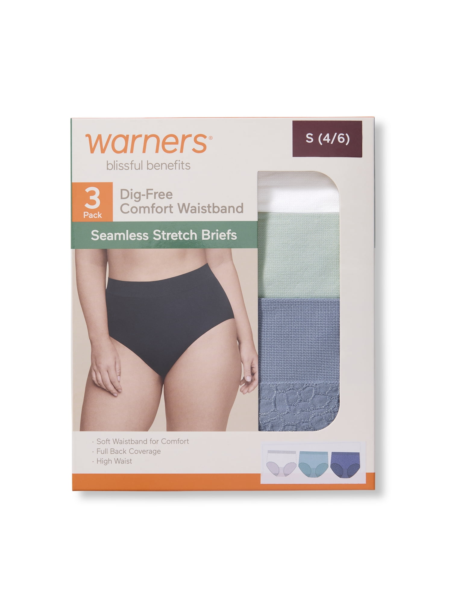 Warners® Blissful Benefits Women's Dig- Free Seamless Stretch Hi-Waist 3-Pack Brief S-3XL