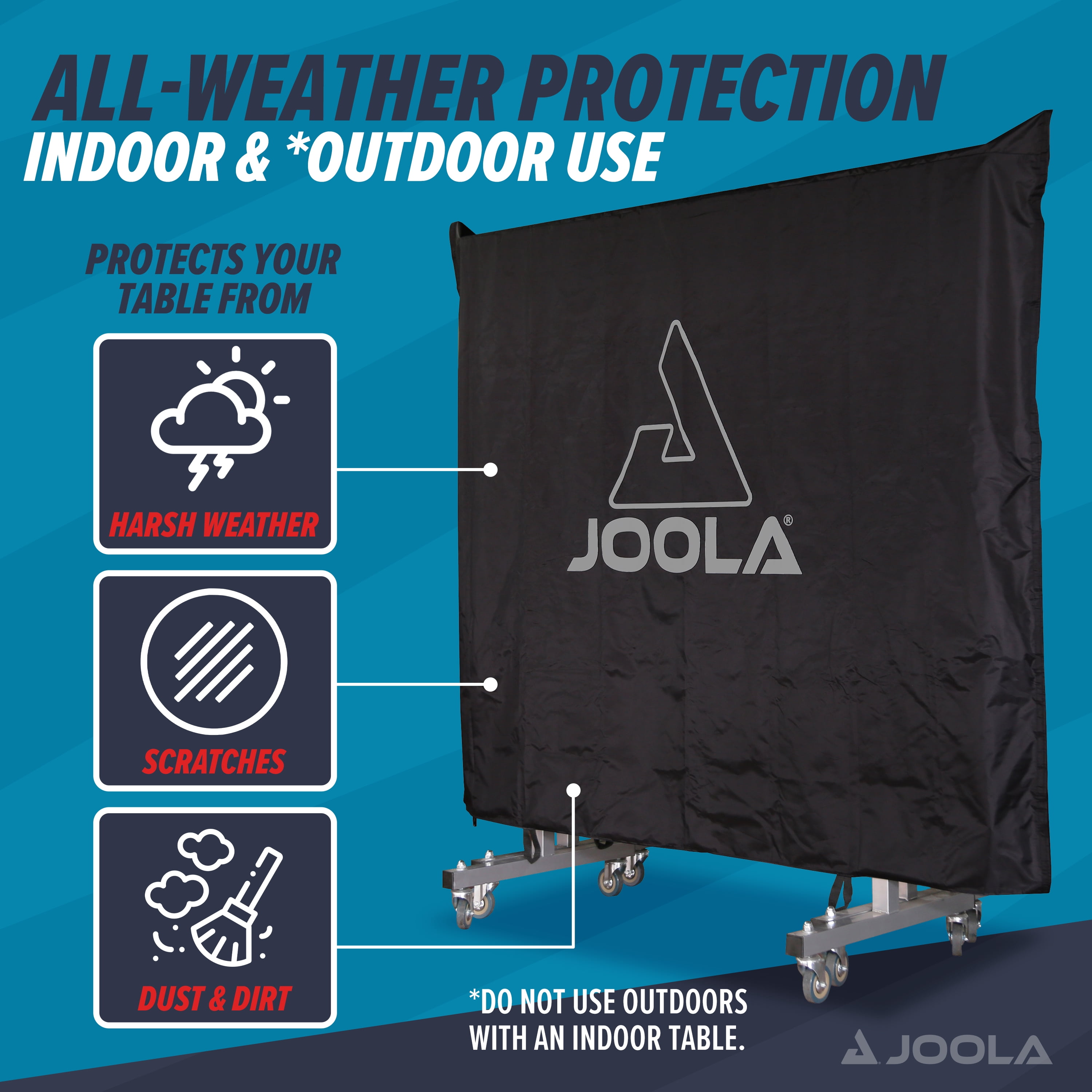 JOOLA Dual-Function Indoor/Outdoor Waterproof Table Cover, Black