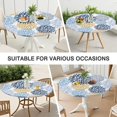 thumbnail image 7 of 44Inch Decorative Boho Tablecloth with Floral Motifs, Round Elastic Fitted Cover for 38"-42" Tables, Spill Resistant Indoor Outdoor, 7 of 7