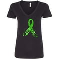 thumbnail image 3 of Inktastic Mental Health Awareness Ribbon with Green Hearts Women's V-Neck T-Shirt, 3 of 5