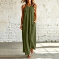thumbnail image 2 of Tqcoqu Sleeveless Long Dress for Women,Boho Halter Maxi Sundress Casual Loose Dresses,Army Green Women's S-XXL, 2 of 8