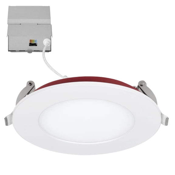 Maxxima 4 in. 2 Hour Fire Rated Slim Recessed LED Downlight, Canless IC Rated, 800 Lumens, 5 CCT Color Selectable 2700K-5000K