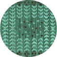 thumbnail image 1 of Ahgly Company Machine Washable Indoor Round Abstract Turquoise Blue Modern Area Rugs, 7' Round, 1 of 4