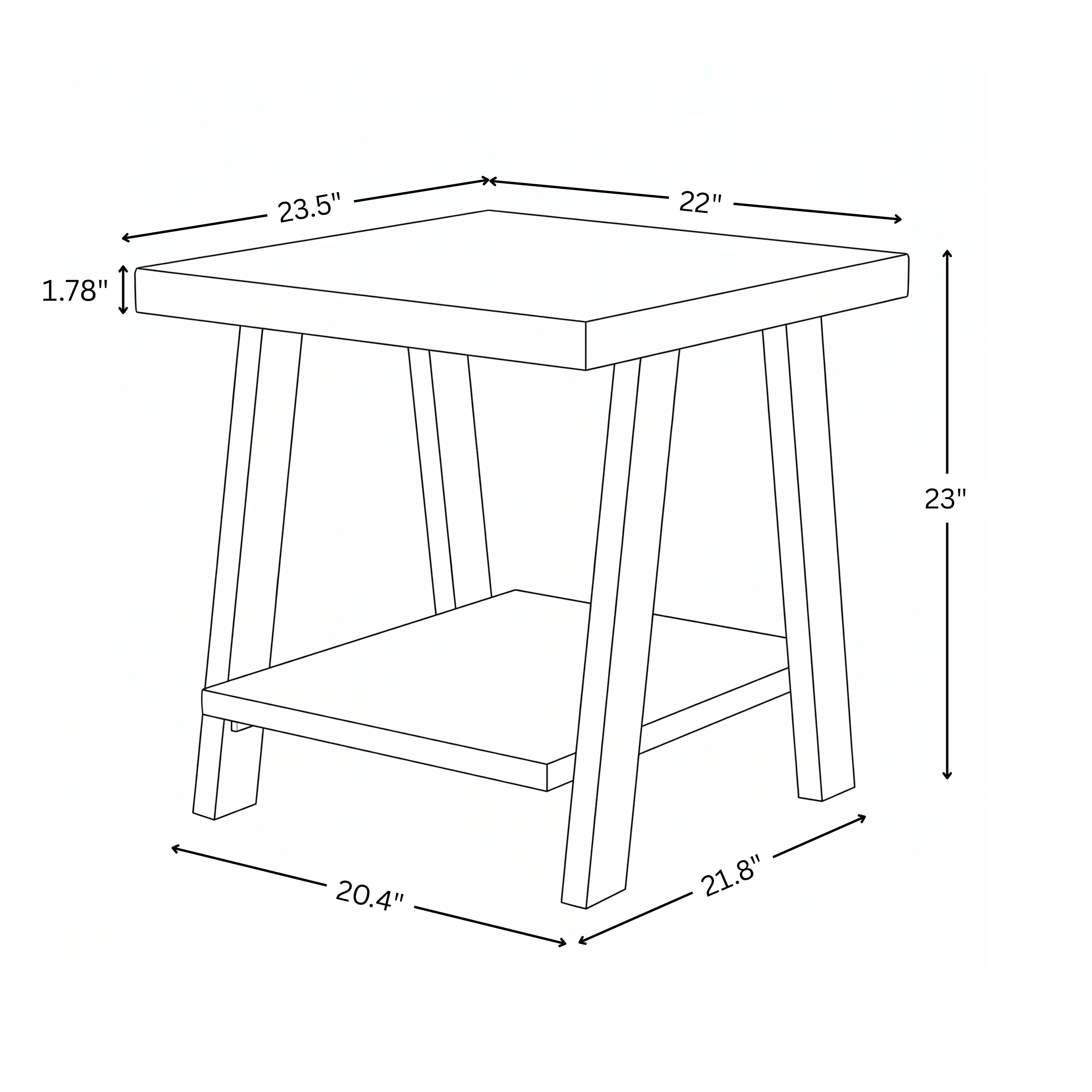 Wood Shelf End Table, Red