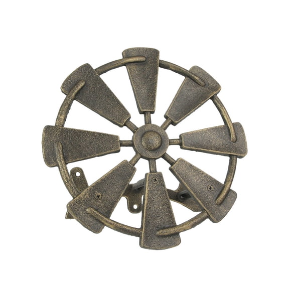 Zeckos Bronze Cast Iron Windmill Decorative Wall Garden Hose Hanger