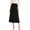 Black, variant on Women's Faux Suede Midi Skirt High Waist Elastic Back A Line Flared Skirt with Zipper Black M