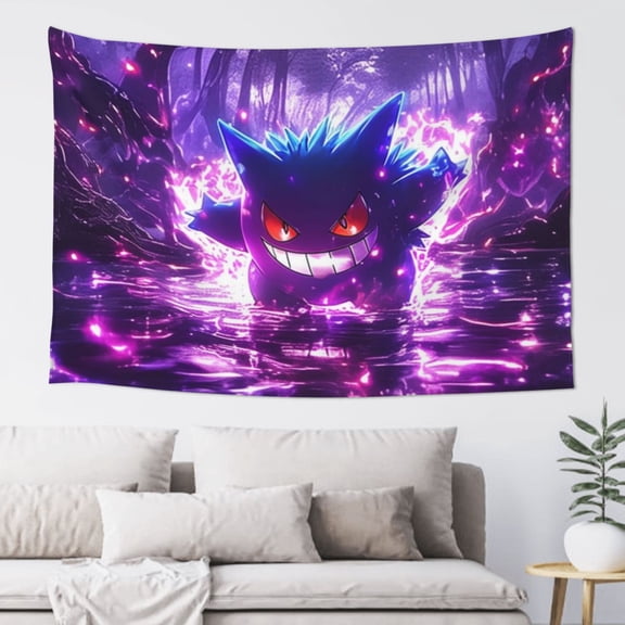 Gengar Tapestry Wall Hanging for Men Women Bedroom Tapestries Poster Blanket College Dorm Home Decor 60 X 40 Inches