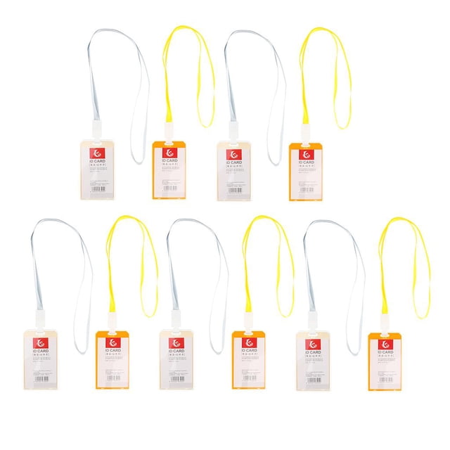Portatarjetas de identificación de acrílico de calidad Bolsas verticales Cordón de PVC transparente Insignia de trabajo con cordones de correa para el Blanco amarillo Soledad Titulares de tarjetas de acrílico para tarjetas