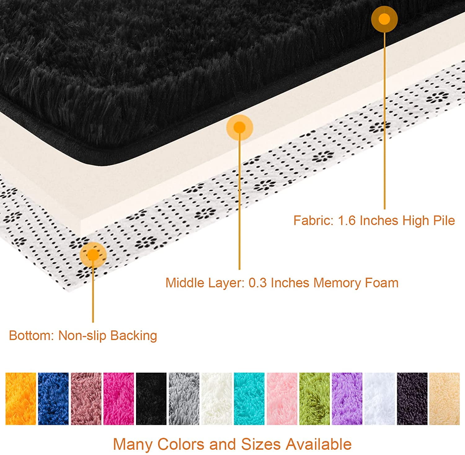 Softlife Super Soft Shaggy Area Rugs For Living Room Fluffy Carpets For Bedroom Home Decor,5.3'X7.5',Black