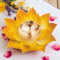 Peekdee Brass Lotus Flower Diya Decorative Religious Puja Akhand Diya For Diwali Pooja Temple -6 inch