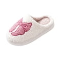 thumbnail image 2 of Domuza Women’s Sweet Bow Embroidery Fuzzy Slippers, Closed Toe Plush Warm Indoor House Shoes Non-Slip Winter Slides Pink 8（EU-40）, 2 of 4