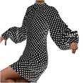 thumbnail image 2 of Lilgiuy Women's Trendy Polka Print Half Turtleneck Long-sleeved Dress Women's Clothing for Women Wedding Guests, 2 of 5