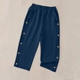 thumbnail image 5 of Stamzod Womens Capri Pants Elastic Waist Casual Capris with Pockets Summer Beach Vacation Cropped Pants Blue XL, 5 of 7