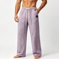 thumbnail image 2 of Men's Loose Hemp Blend Trousers Pants Beach Breathable Lightweight Elastic Drawstring Slim Casual Daily Summer Holiday Travel Streetwear Hiking Swim Gym Workout | Zenithor,Purple 5XL, 2 of 6