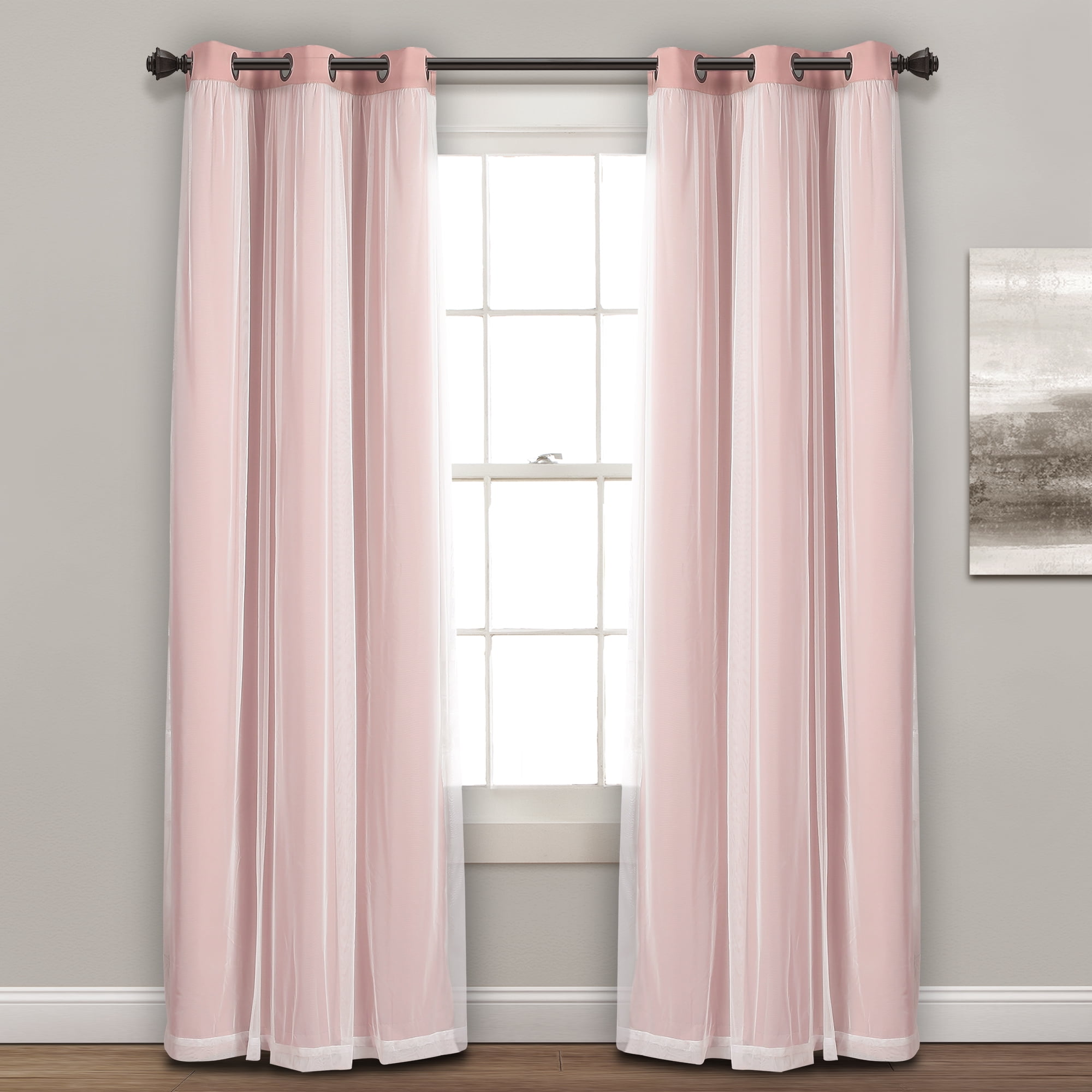 Lush Decor Grommet Sheer Window Curtain Panels With Insulated Blackout