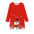 thumbnail image 4 of FamilyThread Girls Christmas Dress Long Sleeve Dress for Girls Swing Twirly Skater Dresses Snowman Print Casual A Line Dresses For 4-12Y, 4 of 5