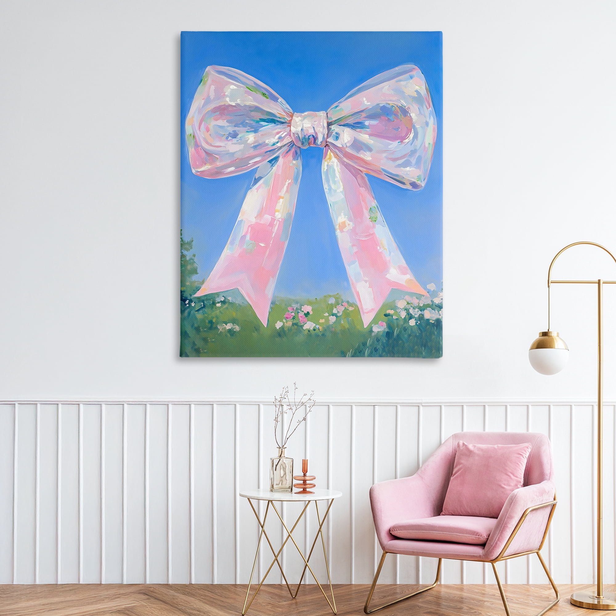 Stupell Industries Iridescent Pink Bow in Meadow Canvas Wall Art, design by The Prints Vibe