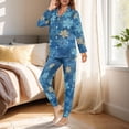 thumbnail image 3 of DISNIMO Women's 2 Piece Pajama Set Snowflake Printed Casual Loose Sleepwear Long Sleeve Button Down Sleepwear with Long Pants Soft Comfy Loungewear Christmas Nightwear, 3 of 7