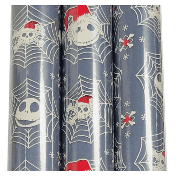 The Nightmare Before Christmas Gift Wrapping Paper, 1 Roll Premium Paper with Grid Lines on Back for Easy Cutting - Kids Boys Birthday Halloween Christmas Holiday Gift Wrapper 70Sq. Ft. Each Roll