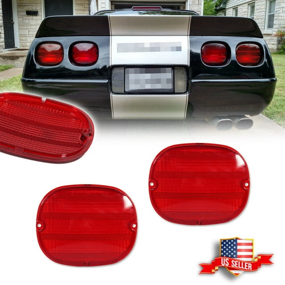 GTINTHEBOX 2PCS OE-Style Red Rear Tail Light Lamp Lenses For 1990-1996 Chevy Corvette C4