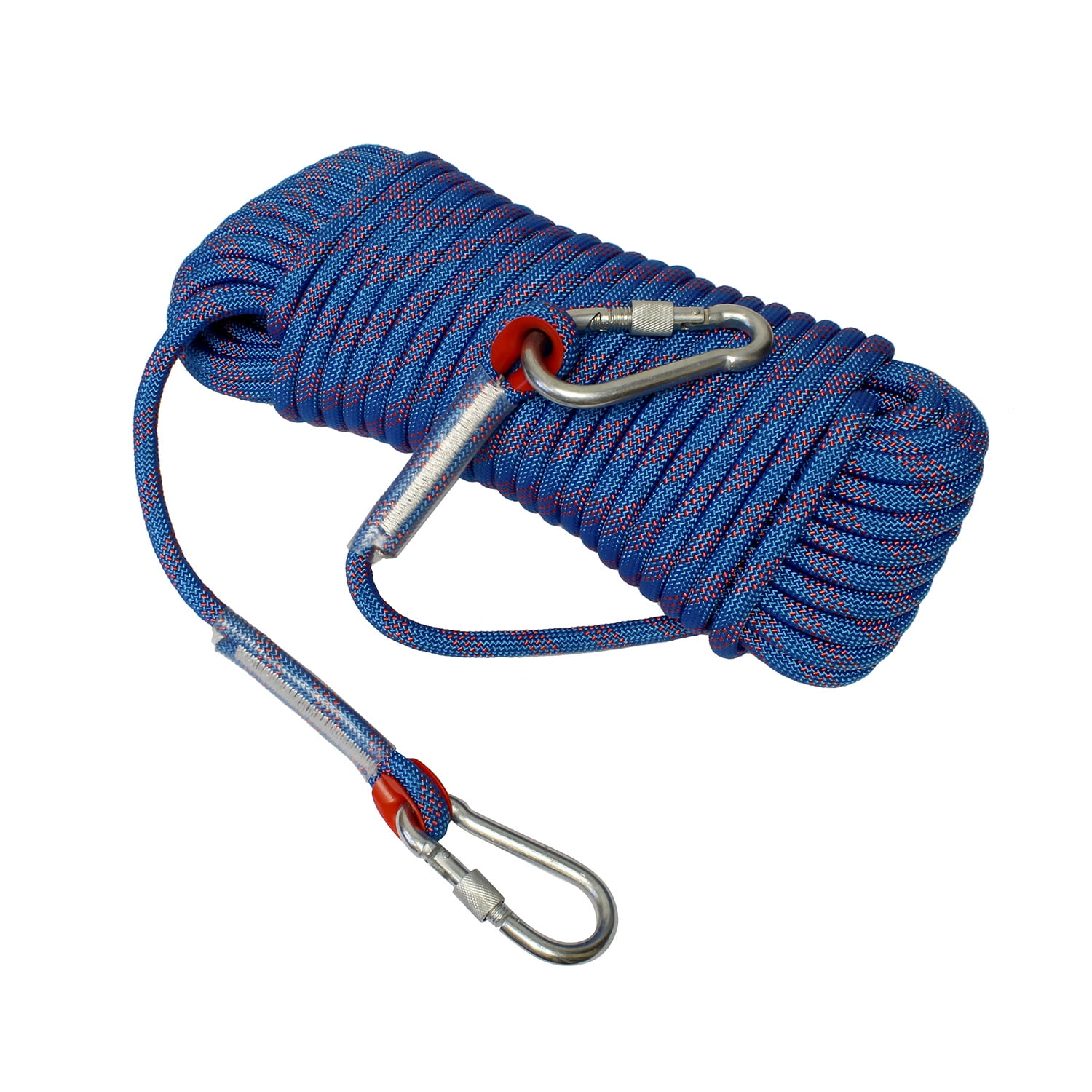 Blue Climbing Rope Static Rappelling Rope with Carabiner – 10MM x 65FT 