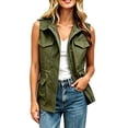 thumbnail image 5 of Admvng Womens Cargo Sleeveless Vest Drawstring Waist Multi Pocket Casual Outdoor Workwear Jacket, 5 of 7