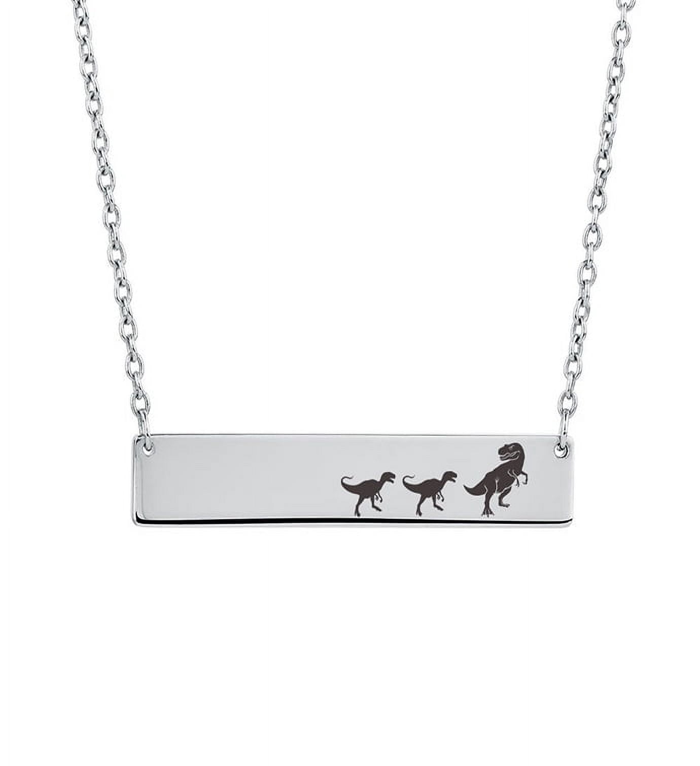Personalized Mamasaurus Birthday Day Necklace, Mama and Baby Dinosaur Bar Necklace, Silver Bar Necklace Dinosaur Mom and Baby Bar Necklace, Custom Bar Necklace, Engravable Necklace