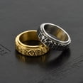 thumbnail image 3 of Nordic Style Viking Text Stainless Steel Rotatable Ring, Retro Men'S Black Fashionable Ring, 3 of 4